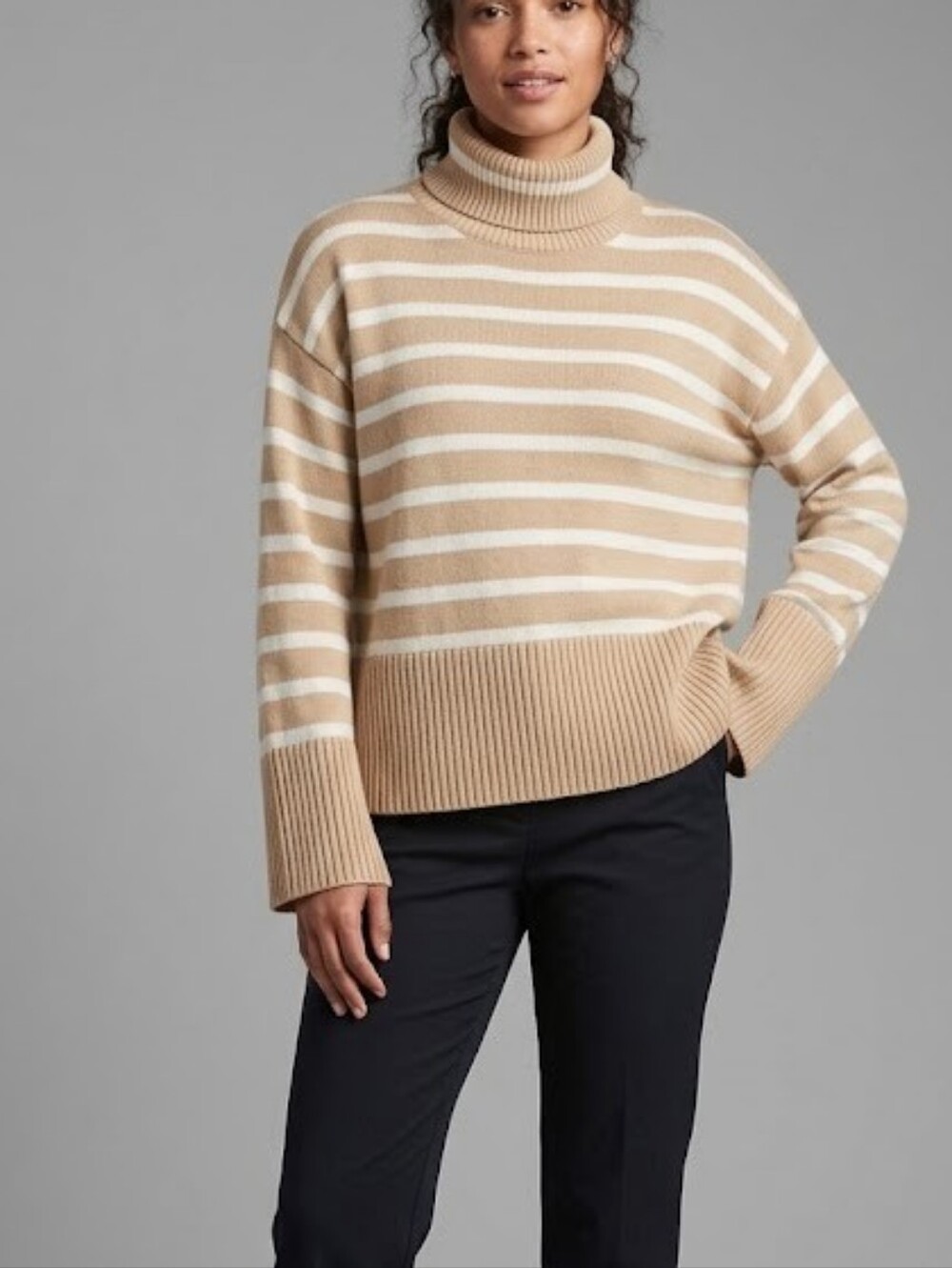 GAP 100% Cotton Striped Turtleneck Knit Sweater Size M Coastal Preppy